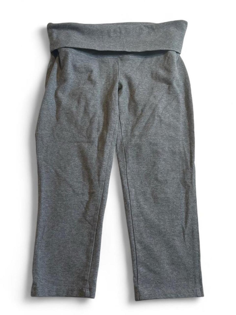 Grey Foldover Low Rise Capri Leggings